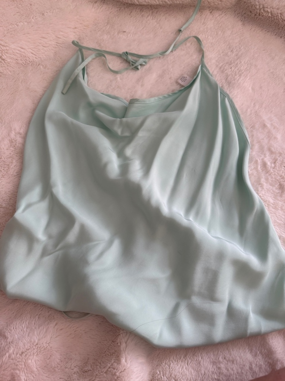 Women's Mint Silk Halter Cami Top - Lightweight Tie Neck